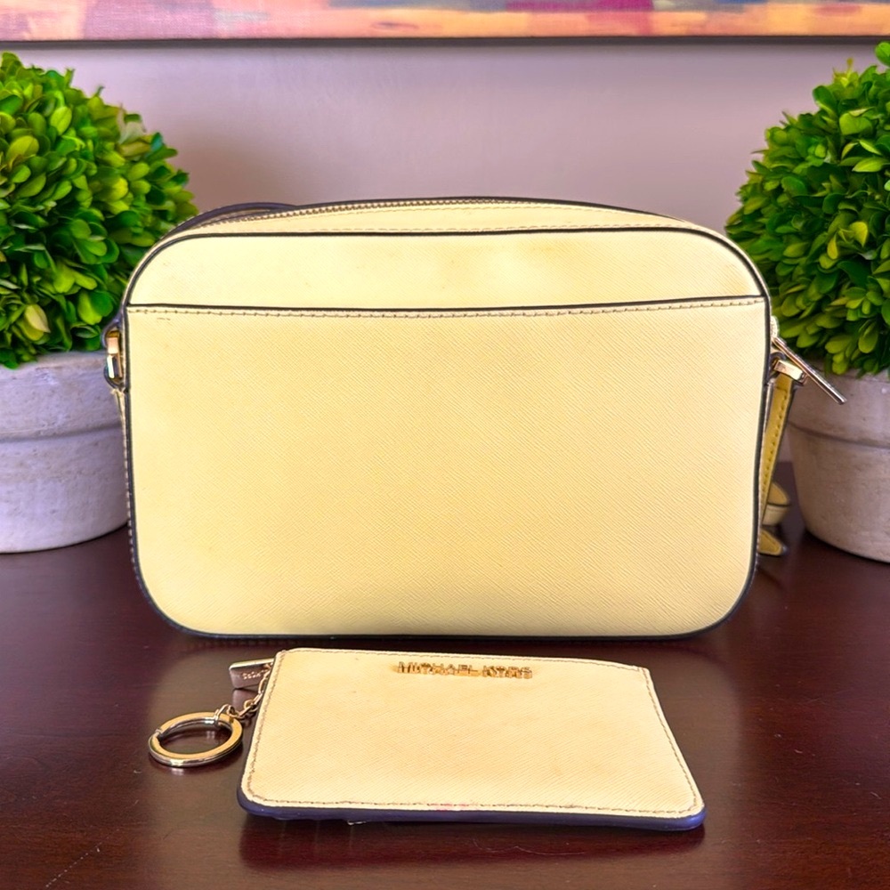 MICHAEL Michael Kors JET SET💛YELLOW BUTTERCUP💛 LEATHER ZIP CHAIN CROSSBODY BAG - Picture 7 of 17